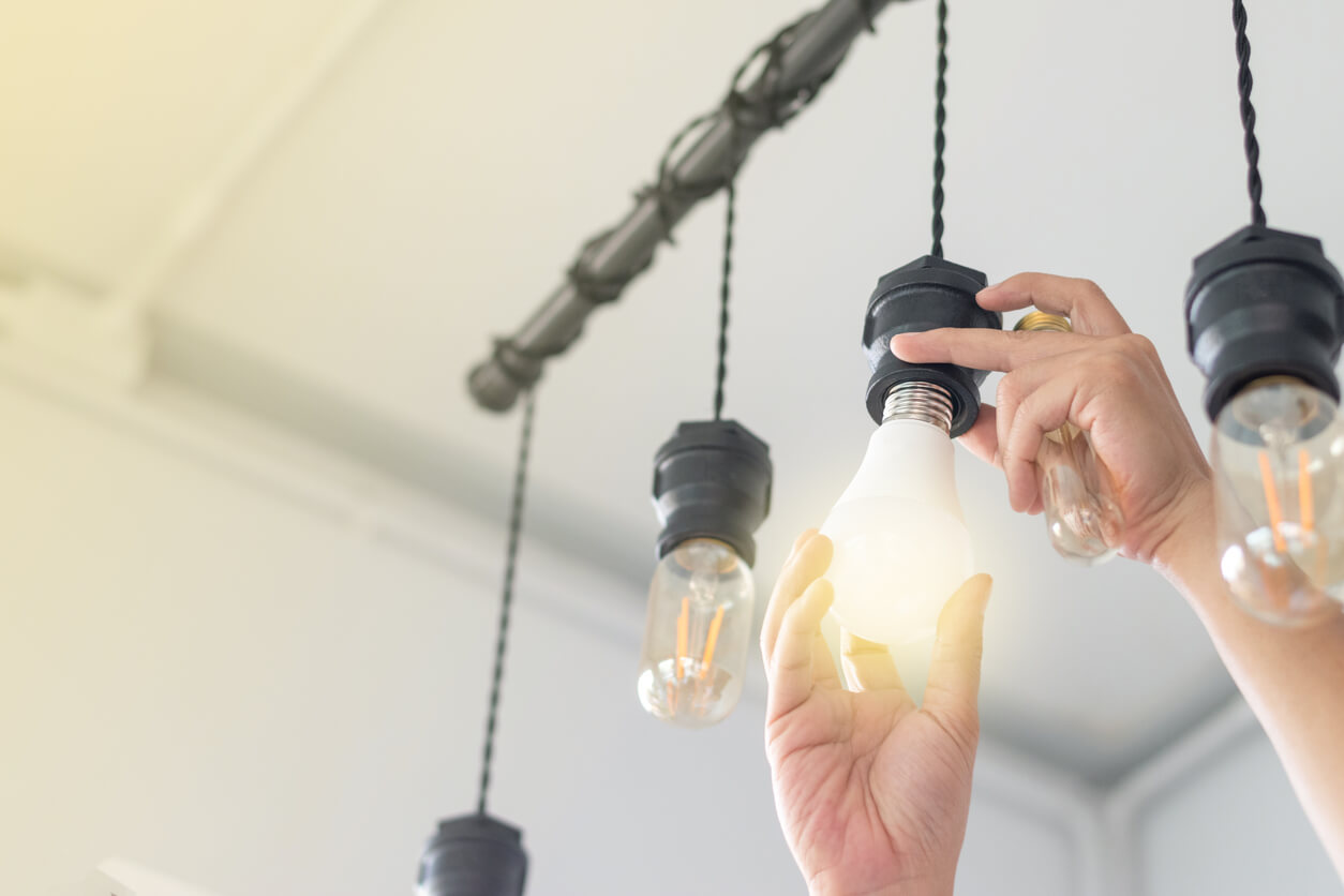 LED bulbs being installed